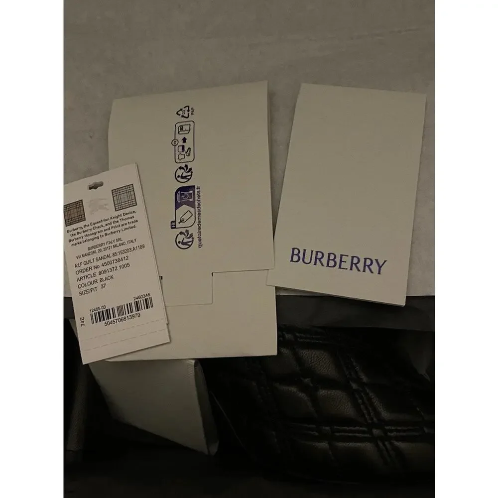 Burberry Quilted Leather Mule Blk NIB Sz 7 Authentic - Picture 8 of 10